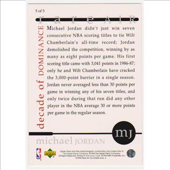 1994 Upper Deck MICHAEL JORDAN Rare Air 3.5x5 Jumbo Card #5 of 5
