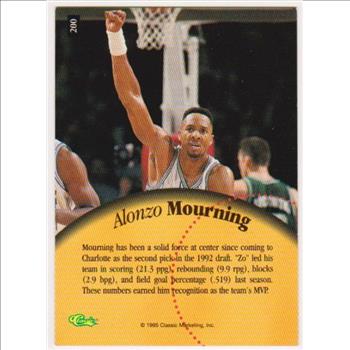 1 Of Only 795 Produced - Alonzo Mourning 1995 Classic 5-Sport Printers Proof #200 Card 