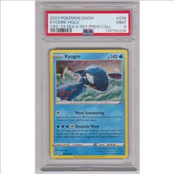 Graded PSA Mint 9 - Kyogre 2023 Pokemon Sword & Shield Holo #036/159 Card