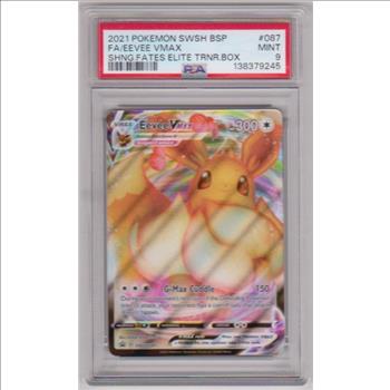 Graded PSA Mint 9 - Eevee VMAX 2021 Pokemon Sword & Shield Black Star Promo #SWSH087 Card