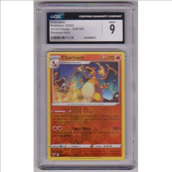 Graded CGC Mint 9 - Charizard 2020 Pokemon Vivid Voltage Reverse Holo #025/185 Card