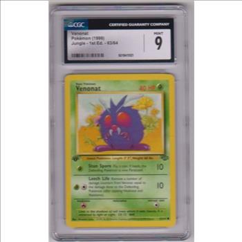 Graded CGC Mint 9 - Venonat 1999 Pokemon Jungle #63/64 Card