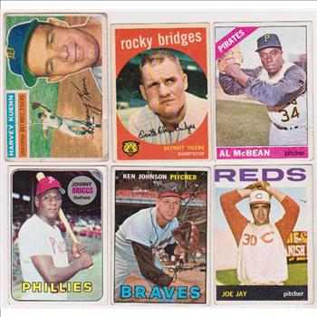 6 Different 1950's/1960's Topps Baseball Cards w/ Harvey Kuenn + More