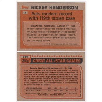 1983 Topps Rickey Henderson #2 + Mike Schmidt #399 Card Pair