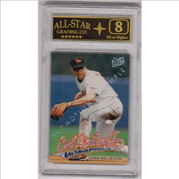 Graded 8 - Cal Ripken Jr. 1997 Fleer Ultra Platinum Medallion Edition Promotional Sample #P11 Card