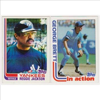 1982 Topps Reggie Jackson #300 + George Brett #201 Card Pair 