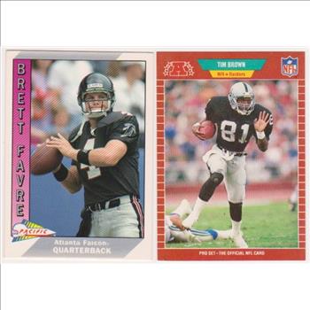 1991 Pacific Brett Favre #551 + 1989 Pro Set Tim Brown #183 Rookie Card Pair
