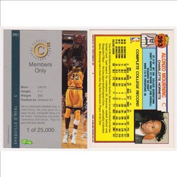 Rookies - Shaquille O'Neal 1992 Classic 4-Sport C3 #PR1 Promo + Alonzo Mourning 1992-93 Topps #393 Cards