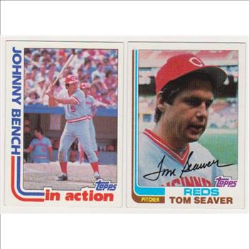 1982 Topps Johnny Bench #401 + Tom Seaver #30 Card Pair - HOF'ers