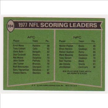 1978 Topps Walter Payton + Errol Mann #334 Card
