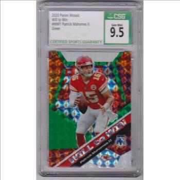 Graded CSG Gem Mint 9.5 - Patrick Mahomes 200 Panini Mosaic Will To Win Green #WW1 Insert Card
