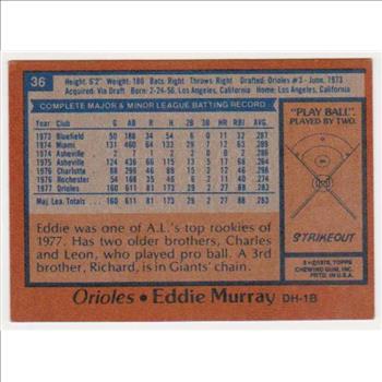 1978 Topps Eddie Murray #36 Rookie Card - HOF'er