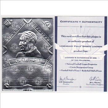 1993 Legendary Foils Honus Wagner Sculpted Card With COA
