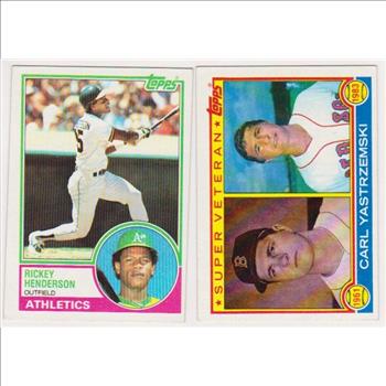 1983 Topps Rickey Henderson #180 + Carl Yastrzemski #551 Card Pair