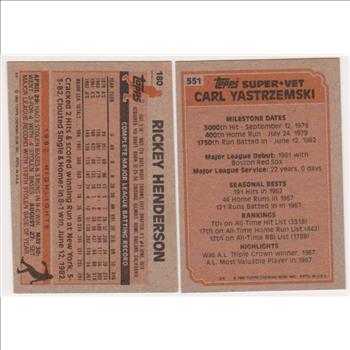 1983 Topps Rickey Henderson #180 + Carl Yastrzemski #551 Card Pair