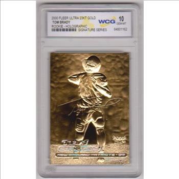 Rookie Graded Gem Mint 10 - Tom Brady 2000 Fleer Ultra Holographic 23 Kt Gold Card