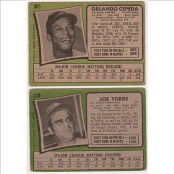 1971 Topps Orlando Cepeda #605 + Joe Torre #370 Card Pair 