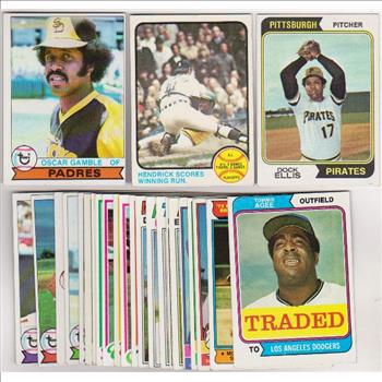 25 Different 1970's Topps Baseball Cards (1973-1979) w/ Oscar Gamble + More