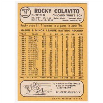 1968 Topps Rocky Colavito #99 Card