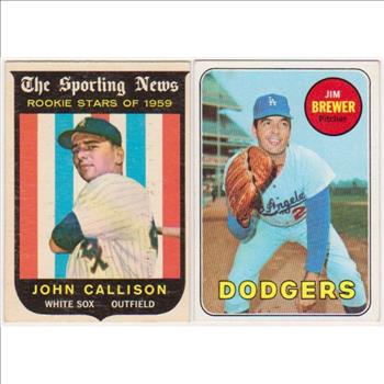 1959 Topps John Callison Rookie #119 + 1969 Topps Jim Brewer #241 Card Pair