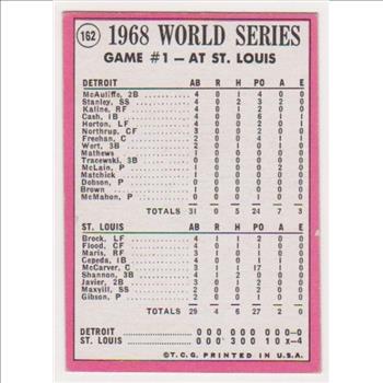 1969 Topps Bob Gibson W.S. Game 1 #162 Card