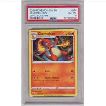 Graded PSA NM-MT 8 - Charmeleon 2020 Pokemon SW&SH Vivid Voltage #024/185 Card