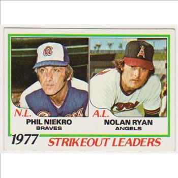 1978 Topps Nolan Ryan/Phil Niekro #206 Card - HOF'ers