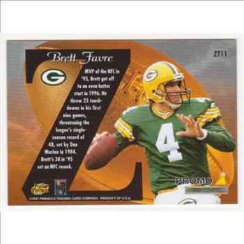 Brett Favre 1997 Zenith Z-Team Mirror Gold #ZT11 Promo Card