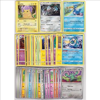 50 Different Pokemon Trading Cards w/ Pikachu + More