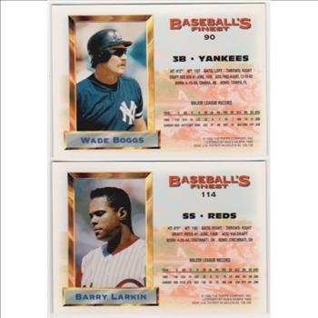 1993 Topps Finest Wade Boggs #90 + Barry Larkin #114 Card Pair