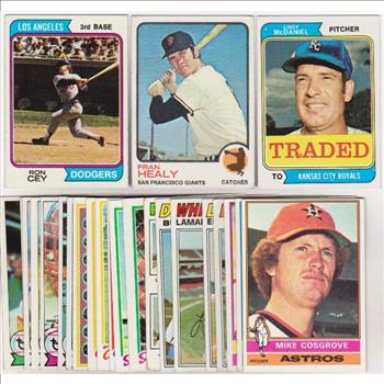 25 Different 1970's Topps Baseball Cards (1973-1979) w/ Ron Cey + More