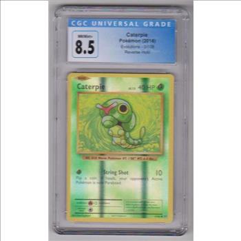 Graded CGC NM/Mint+ 8.5 - Caterpie 2016 Pokemon REVERSE HOLO #3/108 Card