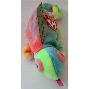 1997 Ty Beanie Baby Rainbow The Chameleon - New With Iggy Error Tags