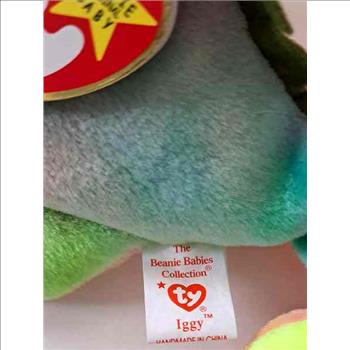 1997 Ty Beanie Baby Rainbow The Chameleon - New With Iggy Error Tags