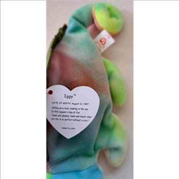 1997 Ty Beanie Baby Rainbow The Chameleon - New With Iggy Error Tags