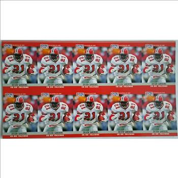Uncut Sheet - 1990 Pro Set Deion Sanders #36 Ten Card Sheet