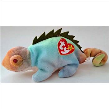 1997 Ty Beanie Baby Rainbow The Chameleon - With Iggy Error Tags
