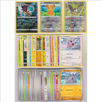 50 Different Pokemon Trading Cards w/ 3 REVERSE HOLOS + More