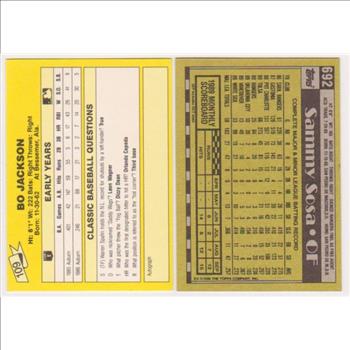 Rookies - Bo Jackson 1987 Classic + Sammy Sosa 1990 Topps Rookie Pair