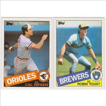 1985 Topps Cal Ripken, Jr. #30 + Robin Yount #340 Card Pair