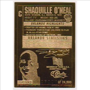 23 kt Gold - Shaquille O'Neal 1994 Classic Gold Card (1/24,900)