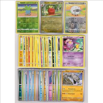50 Different Pokemon Trading Cards w/ 3 REVERSE HOLOS + More