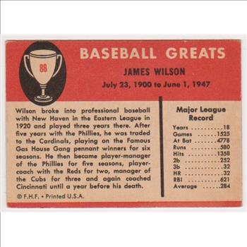 1961 Fleer Jimmy Wilson #88 Card