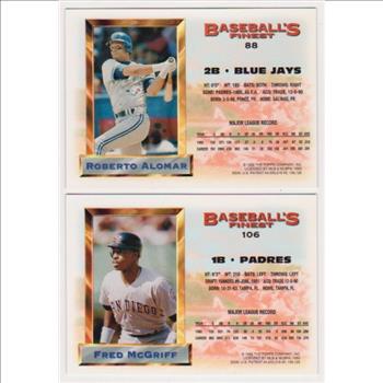 1993 Topps Finest Roberto Alomar #88 + Fred McGriff #106 Card Pair