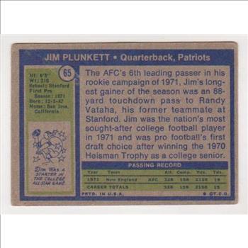 1972 Topps Jim Plunkett #65 Rookie Card