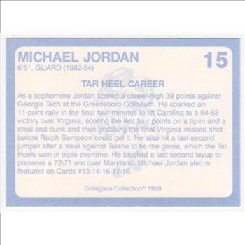 Michael Jordan 1989 North Carolina #15 College Card