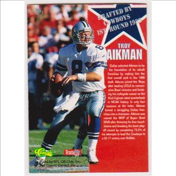 Only 297 Exist - Troy Aikman 1995 Classic NFL Rookies Silver Printers Proof #109 Insert Card
