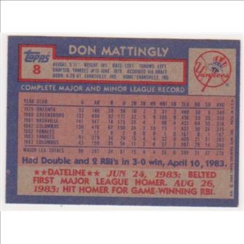 1984 Topps Don Mattingly #8 Rookie Card