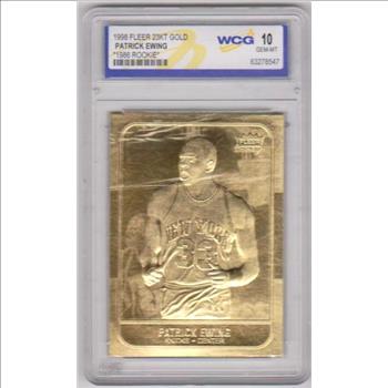 Graded Gem Mint 10 - Patrick Ewing 1998 Fleer '86 Rookie Style 23 Kt Gold Card