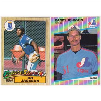 Rookies - Bo Jackson 1987 Topps + Randy Johnson 1989 Fleer Rookie Pair